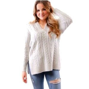 Cloth by RD Cable Vneck Sweater